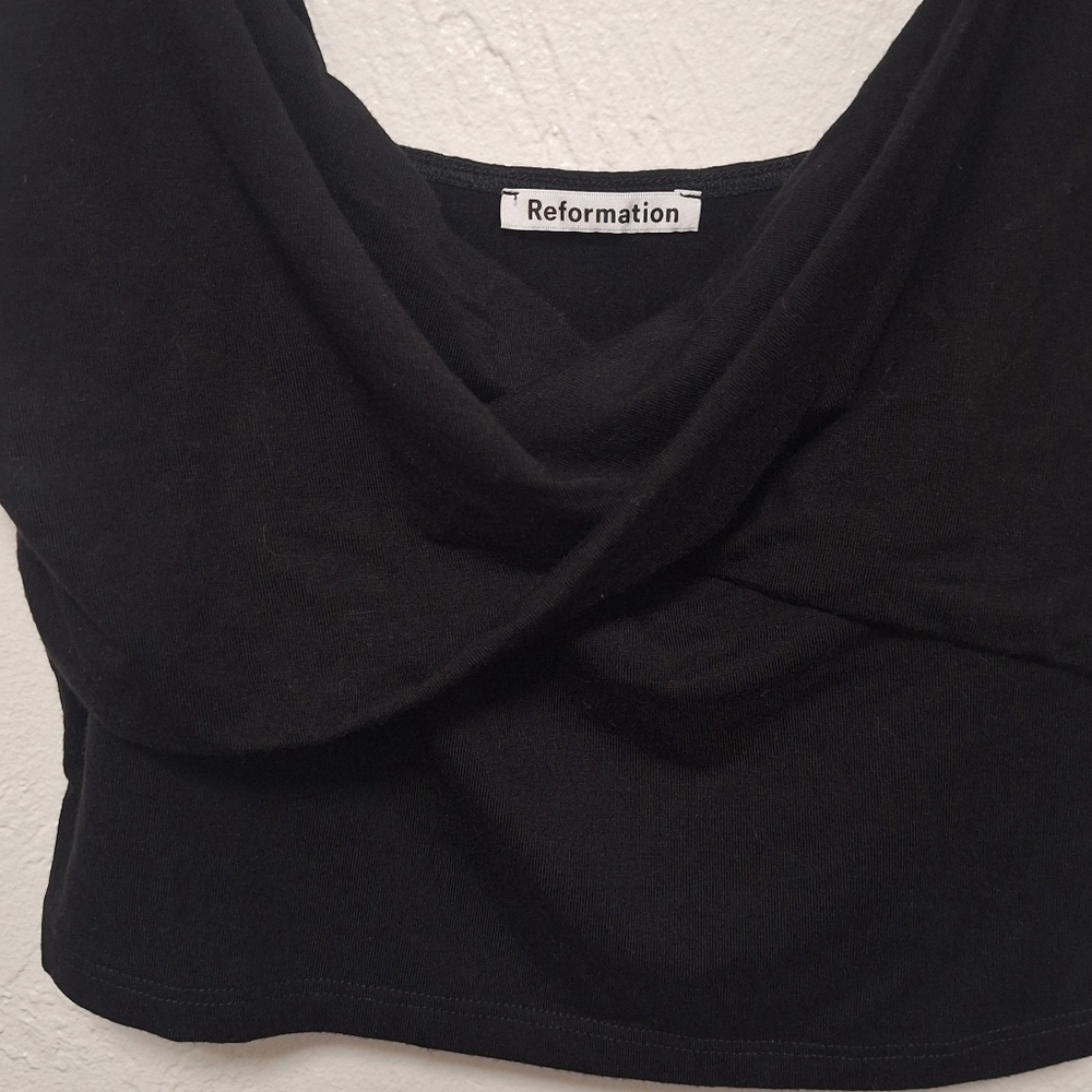 Reformation Black Sleeveless Cowl Neck Women's Crop Top Size S - Picture 6 of 11